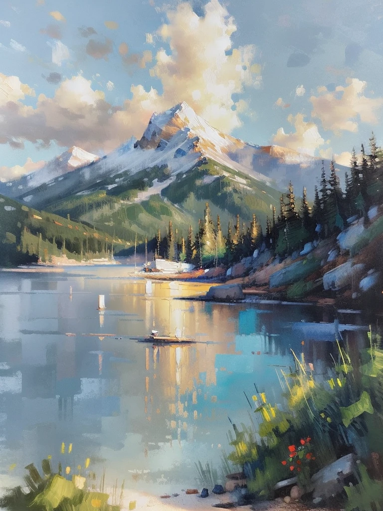 Mountain Landscape Print | Vintage Oil Painting