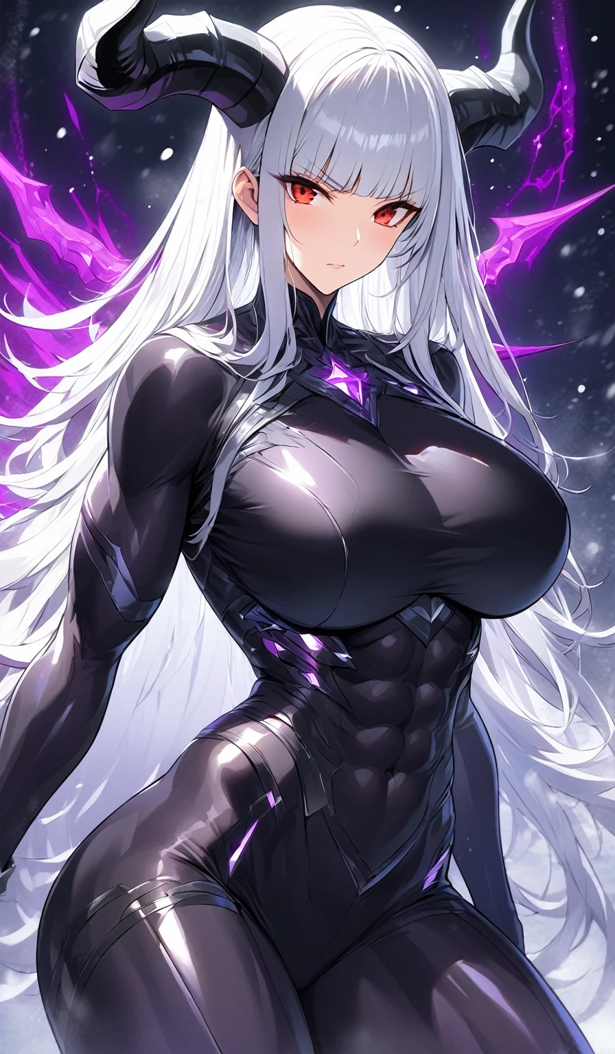  (best quality,4k,8k,highres,masterpiece:1.2),ultra-detailed,(realistic,photorealistic,photo-realistic:1.37),beautiful girl,long straight black hair,fit,

ultra-detailed armpit,beautiful detailed sweat pores,smooth skin texture,meticulously rendered,

(sleeveless purple bodysuit, glowing white linings), (steamy armpits:1.2),

white hair, red eyes,