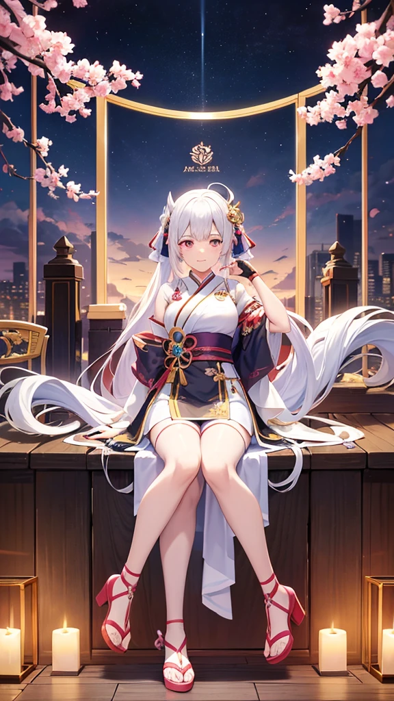 Anime girl with white hair and a pink dress holding two swords, Onmyoji portrait, onmyoji, The Detailed Art of the Onmyoji, Ayaka Genshin Impact, Azur Lane Style, Azur Lane Characters, Ayaka Games Genshin Impact, Katana Zero video game characters, From the Azur Lane video game, mika kurai demon, Official artwork
