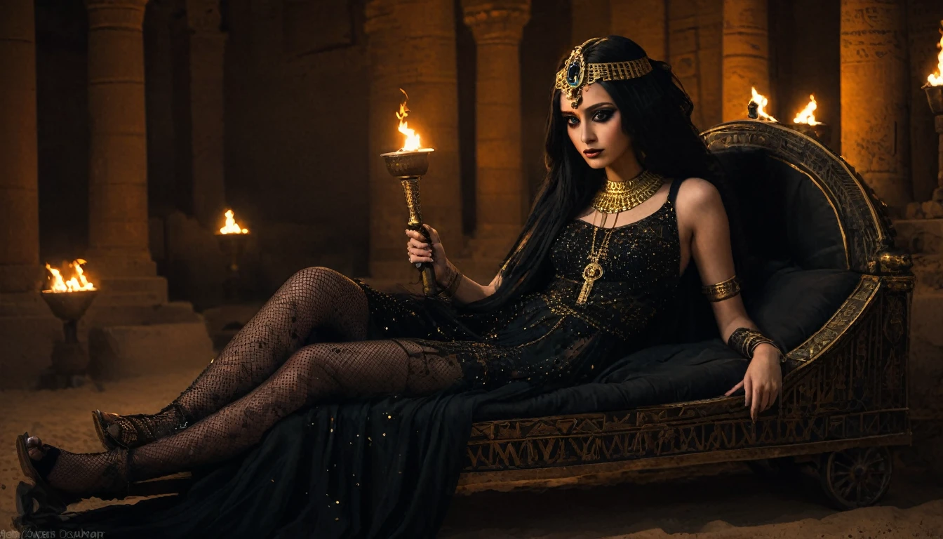 Ereshkigal great Sumerian deity, deusa da morte, mulher de cabelos pretos, flowing black robes, misteriosa e extremamente poderosa. standing on her feet, corpo inteiro. estilo mito. poder e magia. mistic.