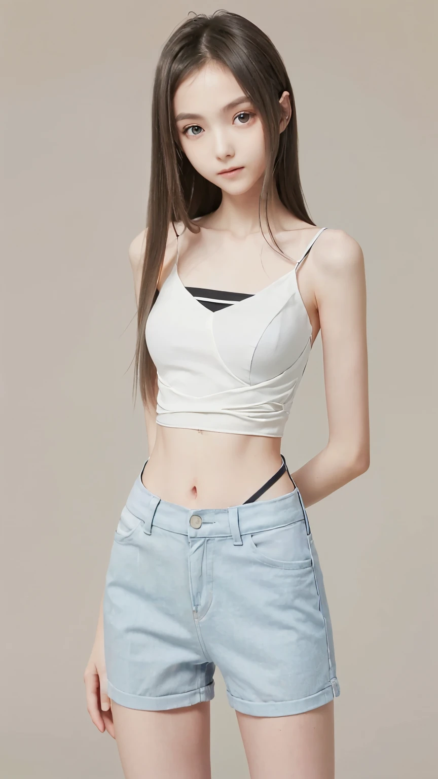  (high resolution:1.48)、(Slender body:1.48)、(((Very thin waist:1.48)))、(Very thin waist:1.48)、(cute:1.48)、(Tight shirt、Shorts:1.48)、(12 years old:1.48)、(Very thin body:1.48)
