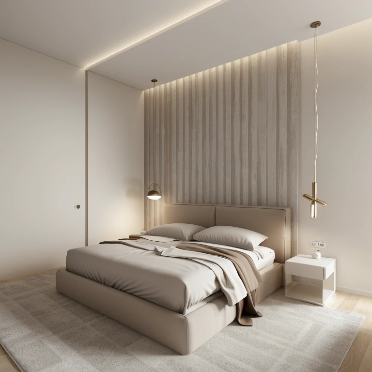 best quality, masterpiece, Interior design, cream tone, 1000k, industry style:1.2, bedroom