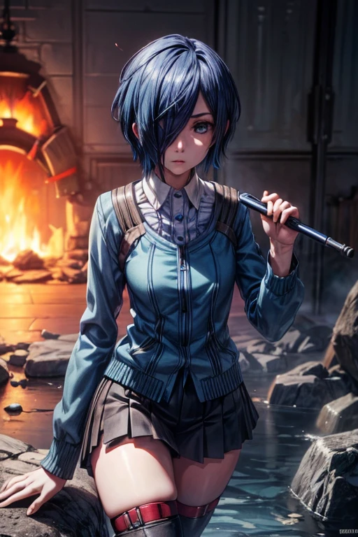 ((kirishima touka)), blue hair, blue eyes, detailed face, clean face, 4k face