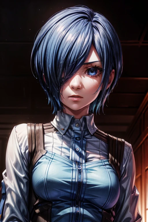 ((kirishima touka)), blue hair, blue eyes, detailed face, clean face, 4k face