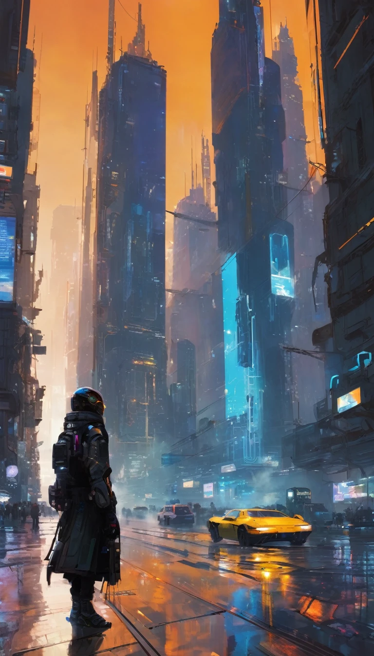 routine in the futuristic city, art inspired by Wadim Kashin