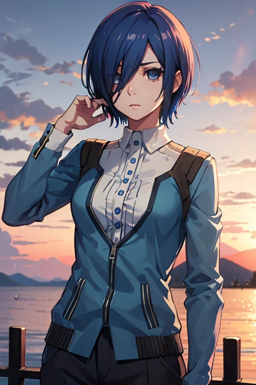 ((kirishima touka)), blue hair, blue eyes, detailed face, clean face, 4k face