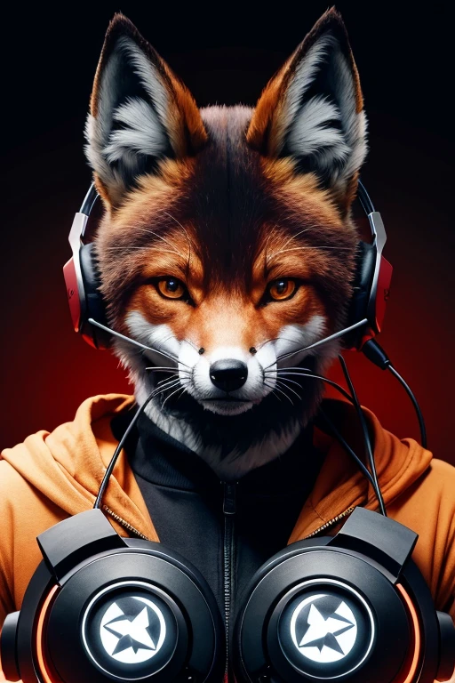 Draw a gamer fox using deadset headphones playing video games in the shape of 