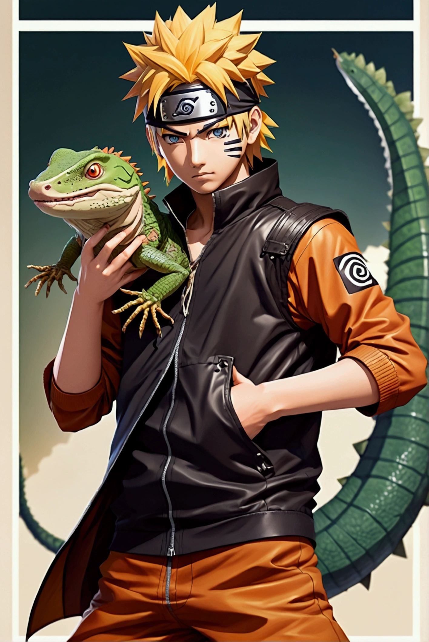Naruto with a lizard 🐊