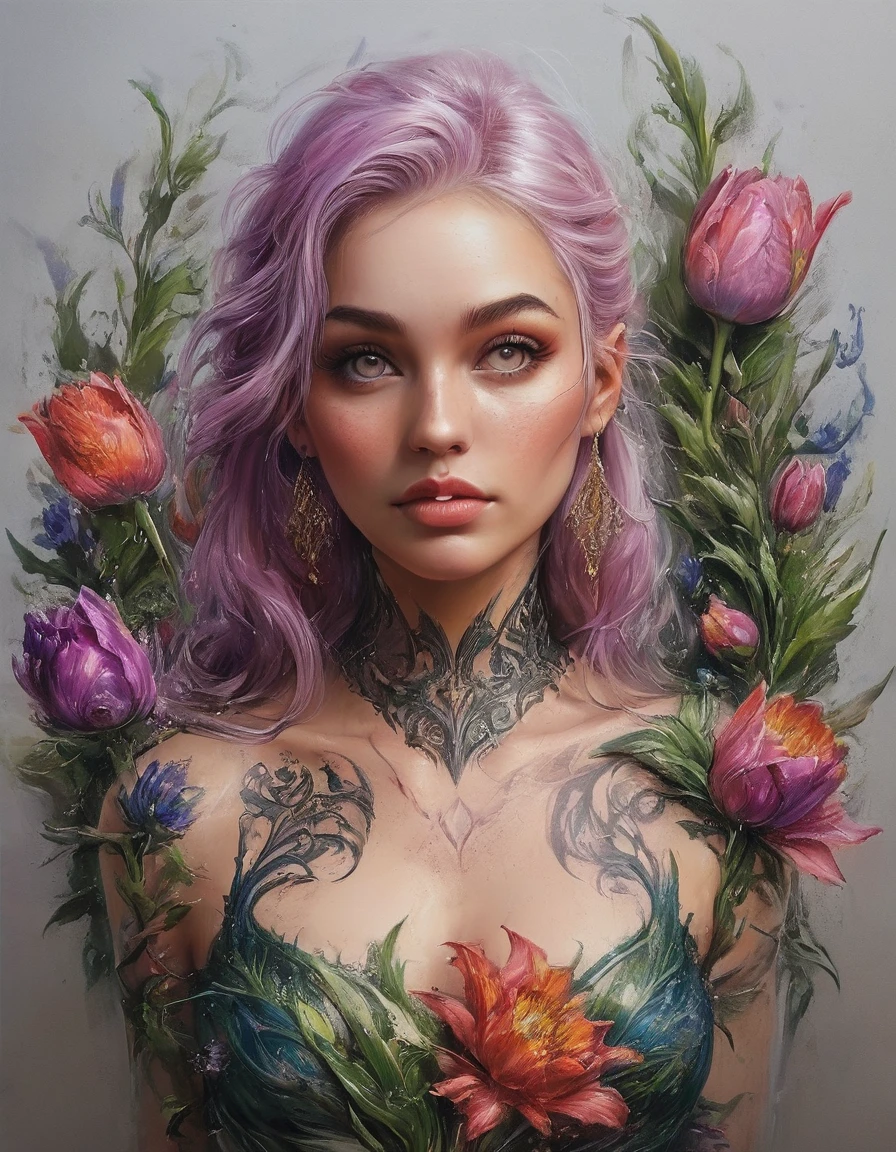 Arafed, Dark fantasy art, fantasy art, goth art, a picture of a tattoo of a tulip on the back of a female elf, a glowing tattoo of a ((tulip: 1.3)) on the elf's back, the ((tulip tattoo: 1.3)) is vivid, intricate detailed,  GlowingRunesAI_purple, ((fire surrounds the tulip: 1.5)), shot taken from the back, ((the back is visible: 1.3), she wears a transparent red dress, the dress is elegant, flowing, elven style, that the tattoos glow, dynamic hair color, dynamic hair style,  vibrant, Ultra-high resolution, High Contrast, (masterpiece:1.5),  highest quality, Best aesthetics, best details, best quality, highres, 16k, (ultra detailed: 1.5), masterpiece, best quality, (extremely detailed) RAW, (ultra details, Masterpiece, best quality) faize, Digital Painting, *channel_42*