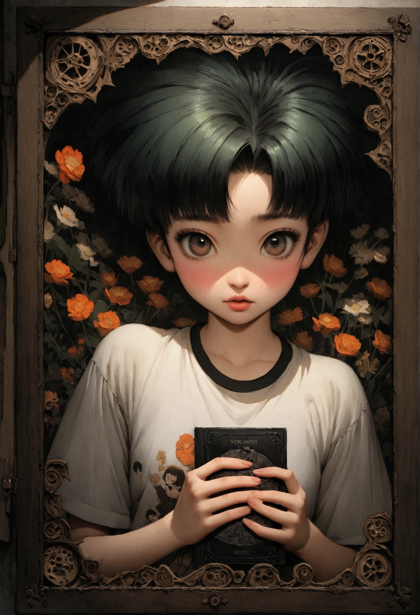 Sarada Kurama sex anime yuyu hakusho t-shirt justa rasgada Black green orange com oculos refletor uma nevasca ghly intricate and hyperdetailed matte photography by Ismail Inceoglu Sakiyama James Gurney Victo Ngai Gregorio Catarino M.W Kaluta and Hiroyuki-Mitsume Takahashi, album cover art, poster art long exposure cel-shaded a masterpiece Idea by panchovilla Miki Asai Macro photography close-up hyper detailed trending on artstation sharp focus studio photo estilo death note