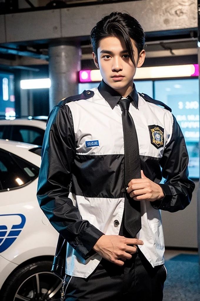 ung handsome guy,20-22 years old,police officers,Interpol,Police Department,Handsome,musculous,hairy bodies,police uniforms(Fine eye 1:3),Black eyes,full bodyesbian , epic reality , epic photorealistic , ultra realism , photorealistic , only male , only boy , full length shot (fls) , sexy micro thong