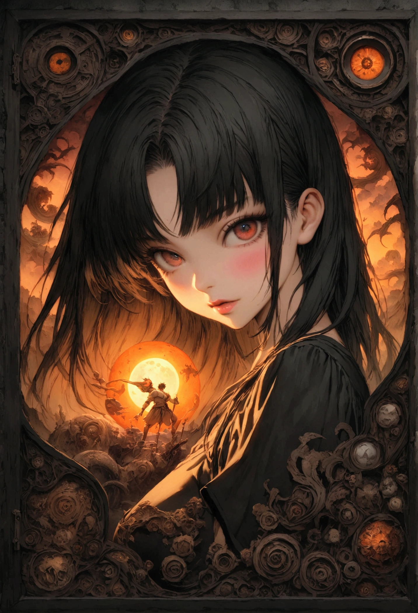 sexy sensual Sarada Kurama anime yuyu hakusho t-shirt justa rasgada Black green orange com oculos refletor uma nevasca ghly intricate and hyperdetailed matte photography by Ismail Inceoglu Sakiyama James Gurney Victo Ngai Gregorio Catarino M.W Kaluta and Hiroyuki-Mitsume Takahashi, album cover art, poster art long exposure cel-shaded a masterpiece Idea by panchovilla Miki Asai Macro photography close-up hyper detailed trending on artstation sharp focus studio photo estilo death note