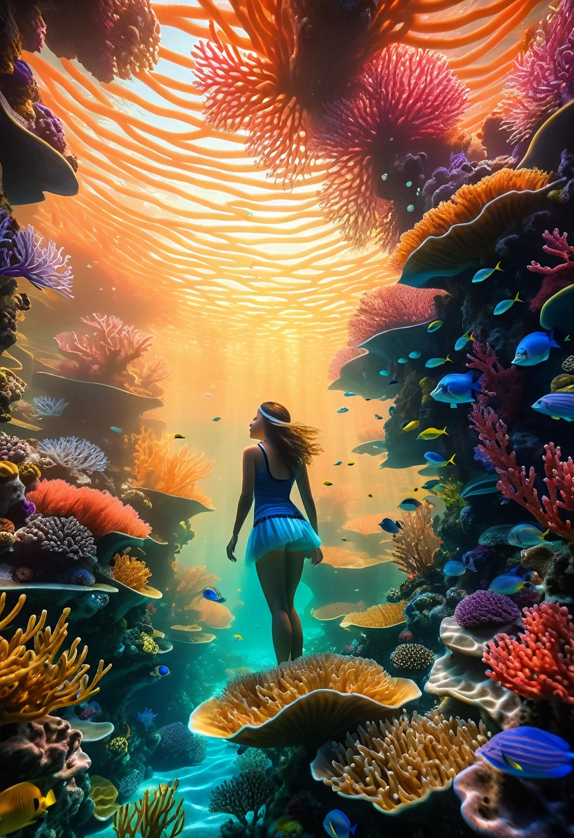 1girl,underwater labyrinth,detailed seascape,detailed coral reef,detailed sea creatures,ultra-detailed,highly detailed,8k,best quality,masterpiece,cinematic lighting,volumetric fog,dramatic lighting,vivid colors,photorealistic,fantasy art