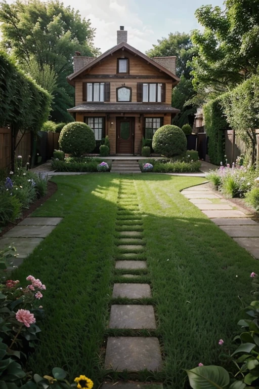 relaxing garden of a house after you leave your house in first person