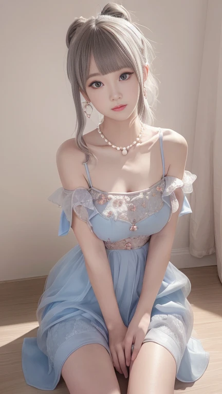 (8k, best quality, masterpiece:1.2), (realistic, photo-realistic:1.5),1girl, (short) (gorgeous) ,cute, sitting, outside,(smile:1.15), (closed mouth) huge breasts, beautiful detailed light blue eyes, (light blonde) (translucent tiny dress: 2.4), dress thorn  , puled up) , shows full body, ((topless)),(open legs) ((best quality)),((ultra-detailed)), (no underwear) , (no panties,)bottomless , pretty background, (light blonde) floating hair, naughty face, (big breast), (pretty_pussy) beautiful detailed body, detailed eyes,(best quality), nikon z9, 30mm lens, sharp focused face, f/4, iso 200, shutter 1/250, beauty light, medium shot, raw ,intricately detailed, award winning photograph, good contrast, high sharpness, facial symmetry, bokeh, ultra-detailed