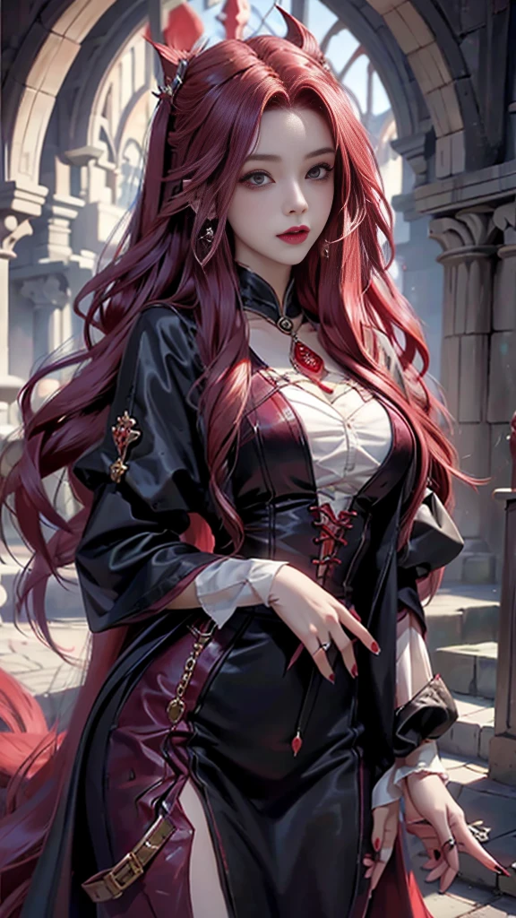 Girl with long hair,red hair,vampire, beautiful