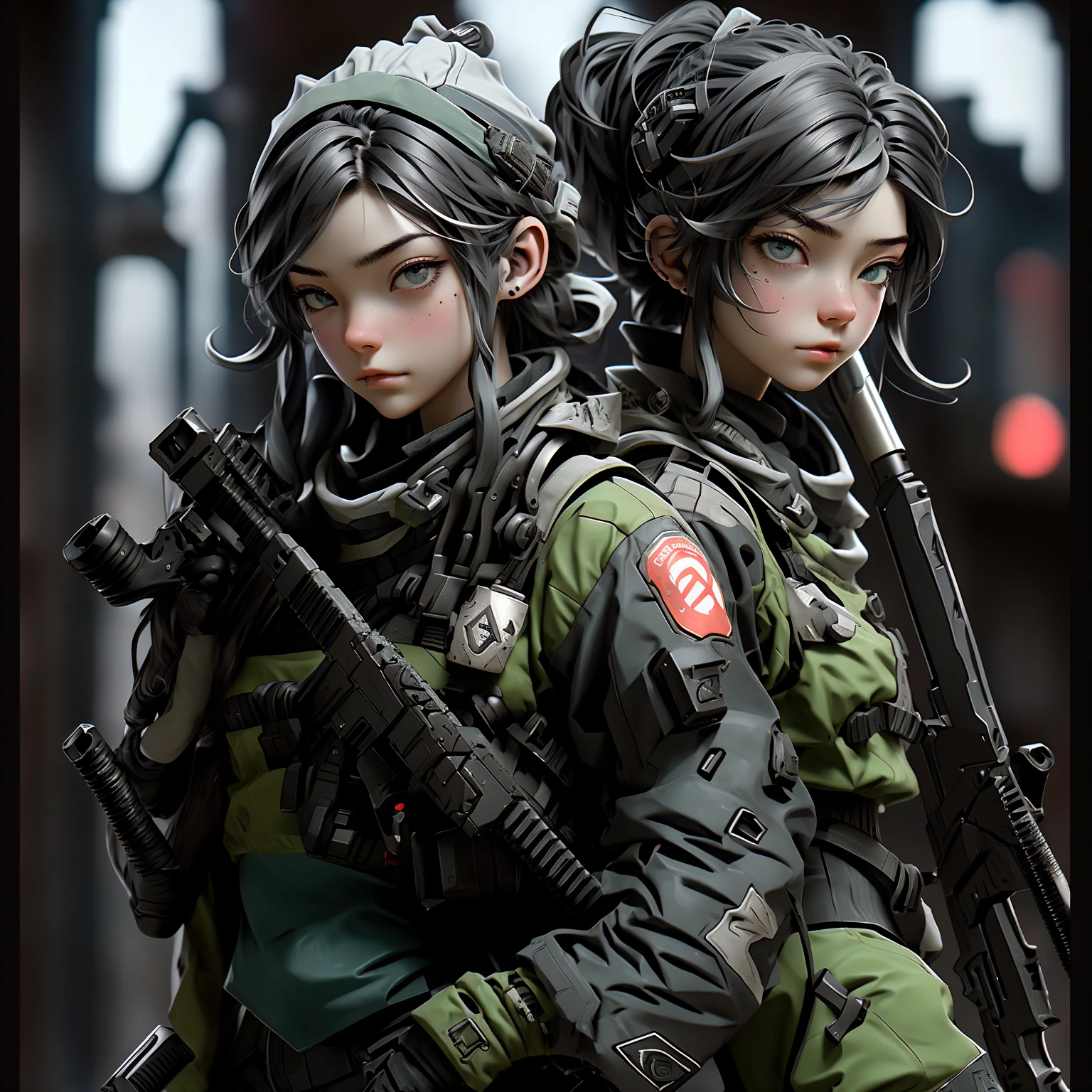 girl with goggles holding a sniper rifle, silvered hair. wear beanie and her hair out of the beanie. a character with striking green eyes of flies and goggle on her head.. unreal 5. rpg portrait, of a sniper girl in war, striking detailed art style, ross draws 1. 0, from girls frontline, detailed game art illustration, soldier girl, girls frontline style, epic digital art illustration, girls frontline cg, detailed game art, ross draws 2. 0, fps game concept art