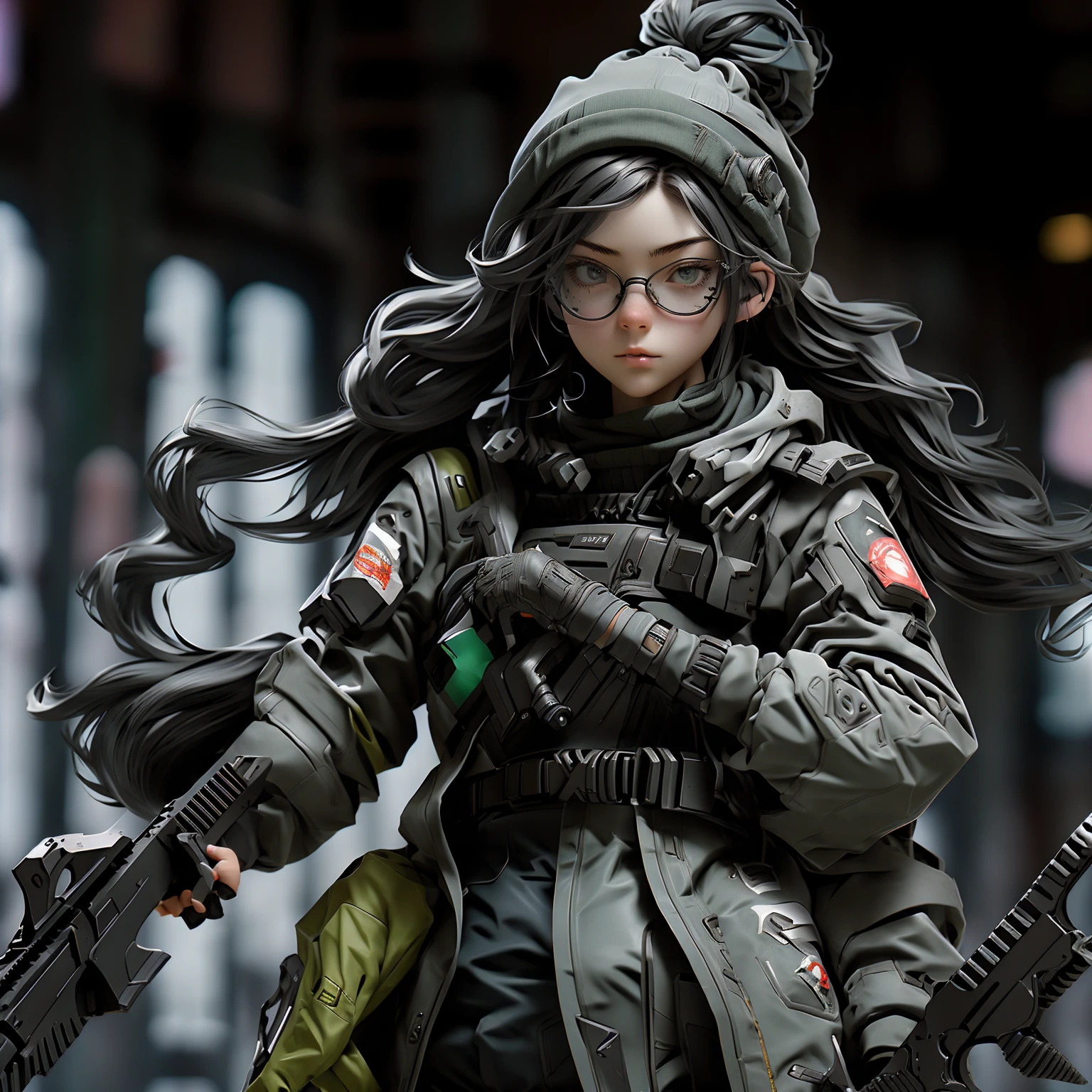 girl with goggles holding a sniper rifle, silvered hair. wear beanie and her hair out of the beanie. a character with striking green eyes of flies and goggle on her head.. unreal 5. rpg portrait, of a sniper girl in war, striking detailed art style, ross draws 1. 0, from girls frontline, detailed game art illustration, soldier girl, girls frontline style, epic digital art illustration, girls frontline cg, detailed game art, ross draws 2. 0, fps game concept art