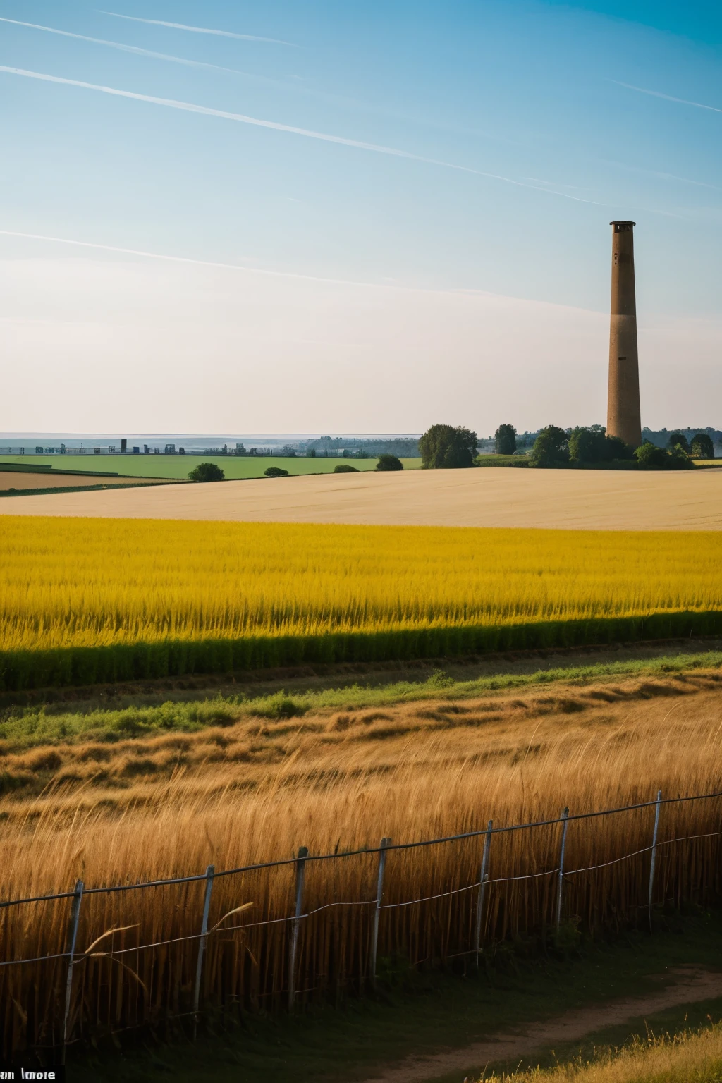 Imagine a wide and serene valley, Where the golden wheat stretches as far as the eye can see, moving gently with the breeze. on the horizon, in the middle of this rural tranquility, an abandoned factory stands. Its structure, although in ruins, It has a nostalgic charm: worn brick walls, broken windows and a chimney tower rising into the sky, defying the passage of time. Vegetation has begun to invade the land around the factory, mixing with the wheat and creating a scene that is both majestic and melancholic.
