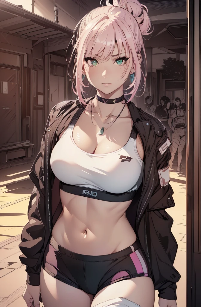 NSFW,Big perfect breasts ((Space Punk Girl)),(((1 girl))),((beautiful Girl)), ((Saggy breasts)), ((Gray Hair, Dirty black hair, Inner hair color)), Long Hair , Amazingly long and voluminous hair, ((intricately cut hair)), (((Neon pink eyes: 1.4))), beautiful detailed eyes, Very sexy body, ((((Short sweatshirt, Short sweatshirt, Complex sweatshirts)) )) Flowing Cyberpunk Skirt, Revealing clothing, Show some skin, ((((Underbust)))),((Cleavage))(((Cyberpunk Clothing, Complex clothing, Complex clothing))) (((Light Skin: 1, 5, Sunburned skin, Glowing Skin) )), ((Firm Abdomen)), Wide Hips, Moving objects, Sexy Legs, Detailed body, ((Detailed face)), (Graffiti on clothes), (Half naked, dress up a little, barefoot) ((Sexy pose)), alone, Embarrassing, High resolution, Sharp focus, (Very detailedな, Very detailed), (Perfect art) (Very detailed), (((Bright colors))), (Background Complex), (Tabletop), (Highest quality), Synthwave Neon Colors, (((beautiful, Conclusion, attractive, erotic))), (((Browsing Caution))), Cyberpunk seaside town at night, Puddle with bright and dark storm clouds and neon sign, scenery: 1 , 30,