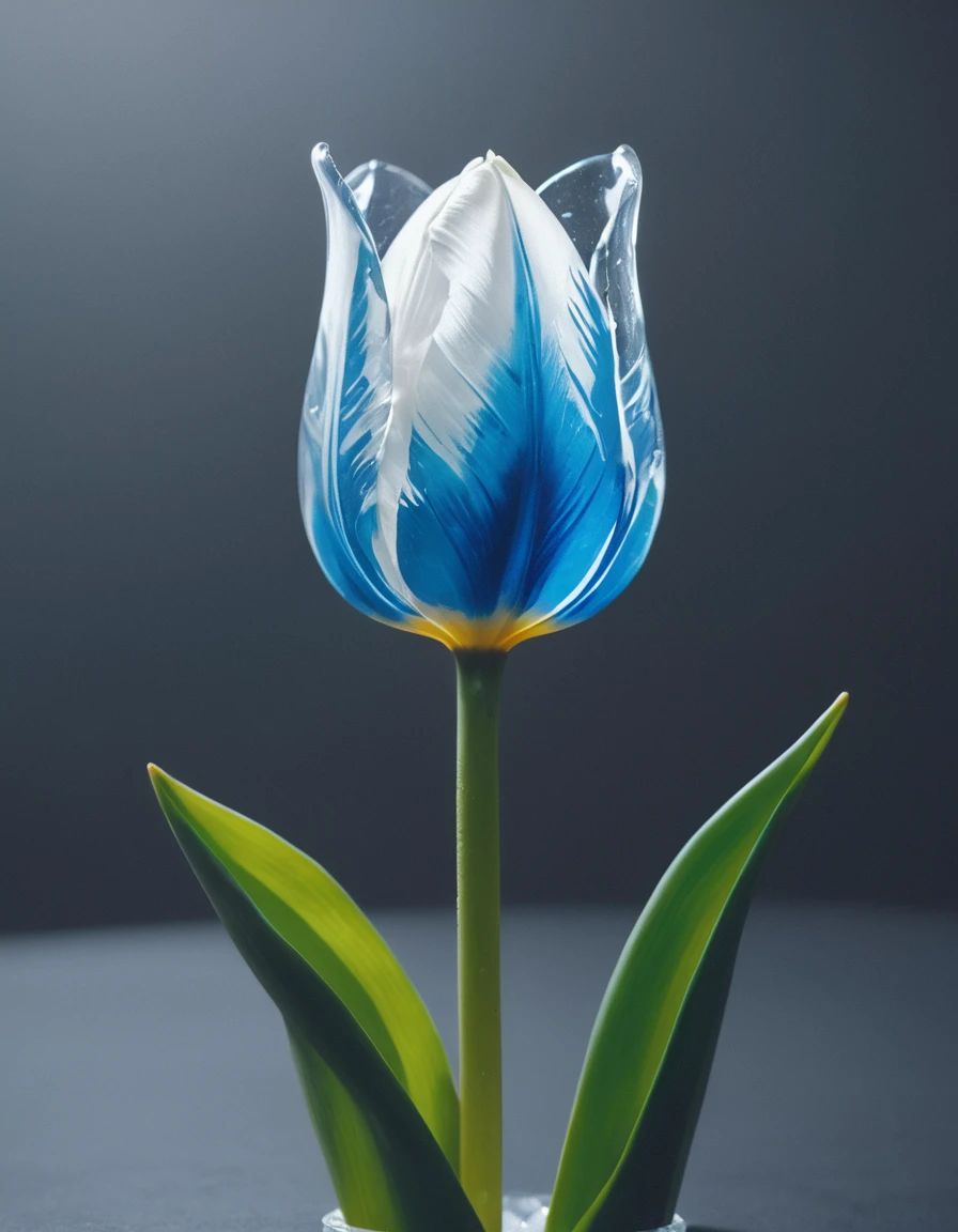  portrait of an ((ice sculpture of a 1single tulip flower: 1.5)), dynamic color icy tulip petals, dynamic background, vivid icy tulip, close up portrait, dynamic background, High Detail, Ultra High Quality, High Resolution, 16K Resolution, Ultra HD Pictures, 3D rendering Ultra Realistic, Clear Details, Realistic Detail, Ultra High Definition,rpg portrait, ice, NRART