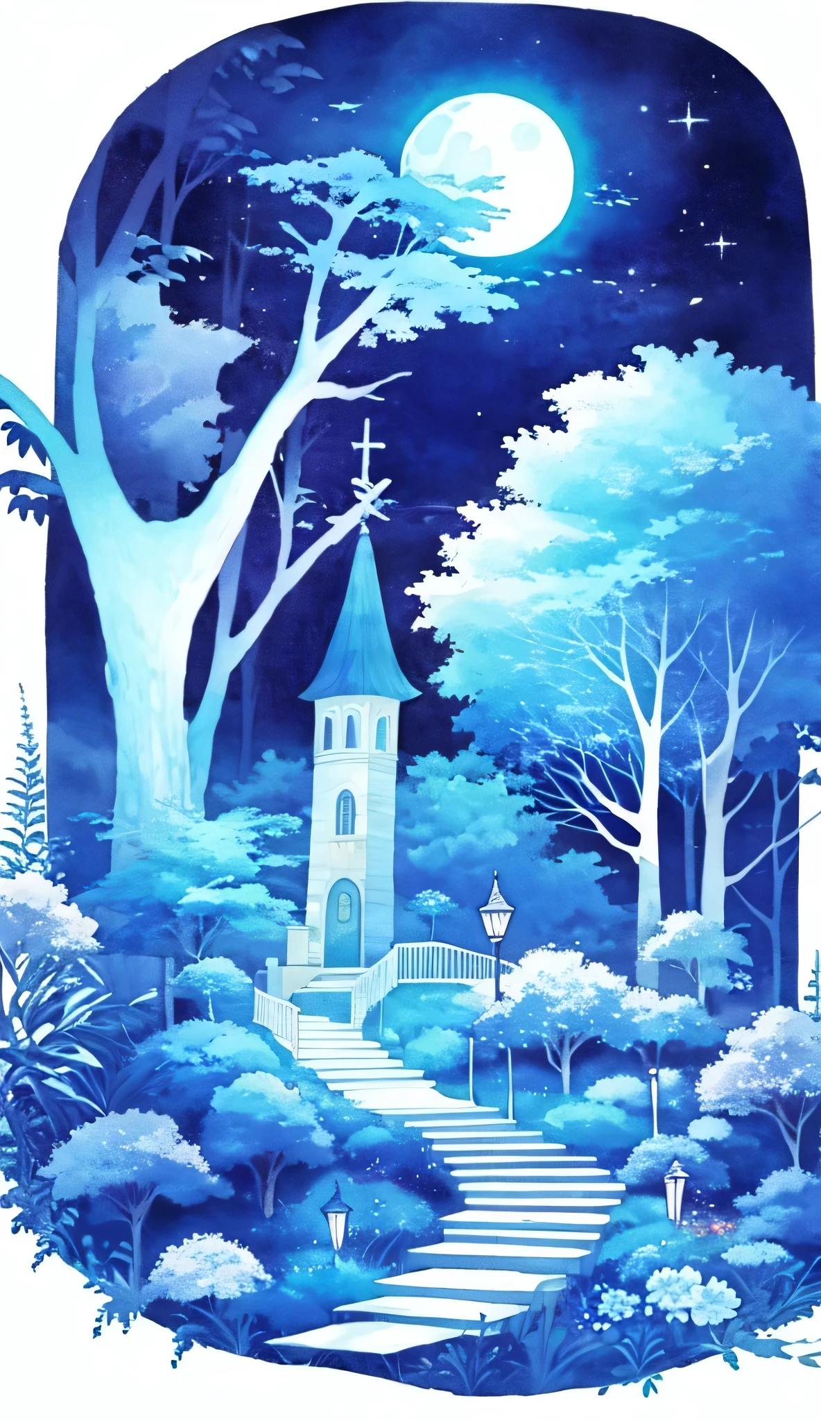 アベック
Cidade Branca, lua, tree, neve, Noite, lua cheia, scenecy, Pintura (medium), heaven, ao ar livre, Aquarela (medium), Traditional media, flor, Bright colored rainbow color lamppost