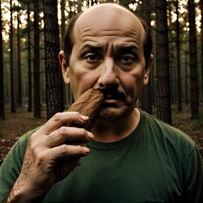 Carl Brutananadilewdki, looking at viewer holding, Cigar, Dark Forest