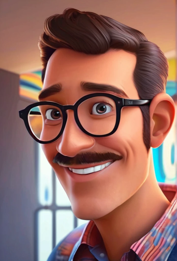 male cartoon portrait, Pixar style