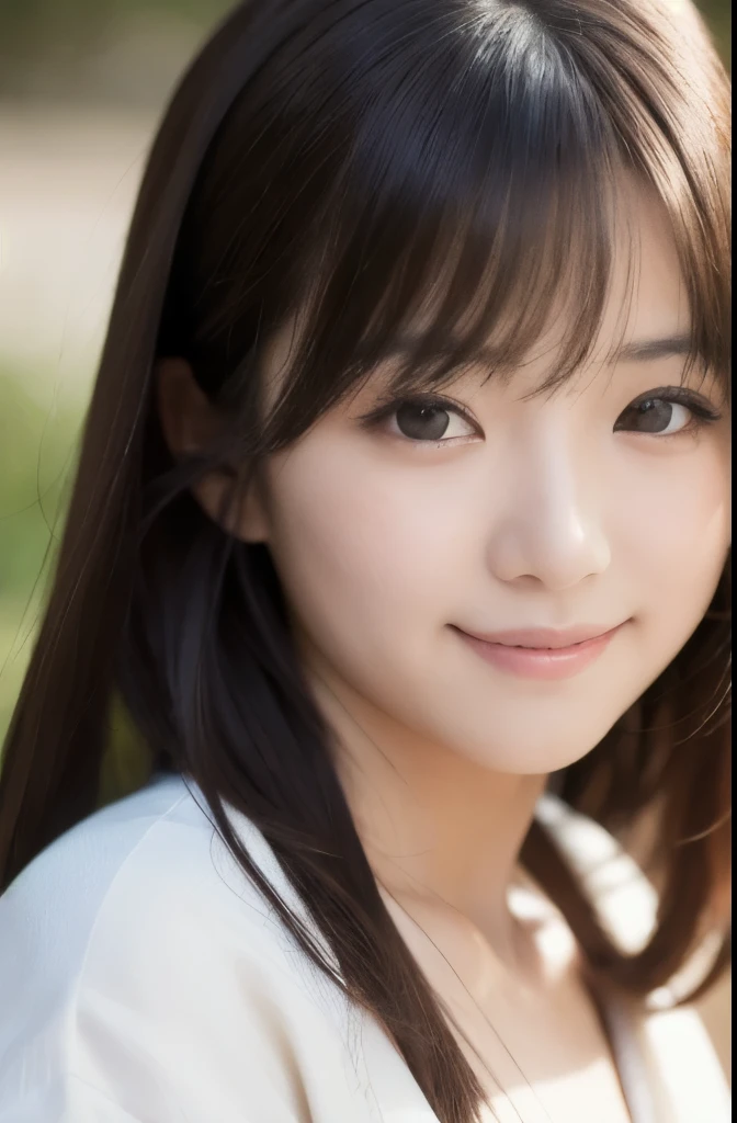 best quality, face focus, soft light, ultra high res, (photorealistic:1.4), RAW photo,(Shinozaki Ai), white skin, kawaii,
1 Japanese girl, solo, cute, (smile), (pupil, lights in the eyes),  detailed beautiful face, Medium-sized breasts,(high resolution detail of human skin texture),(long hair),(portrait), upper body, white traditional kimono,