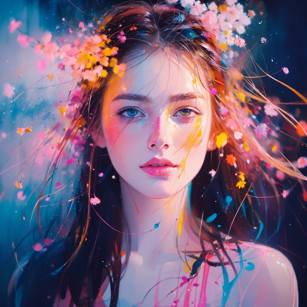 1girl, a painting by mse a woman by agnes cecile, luminous design, pastel colours, ink drips, autumn lights, hyper-realistic painting, super 8k HD, high quality, highest quality, 32k --v 6,