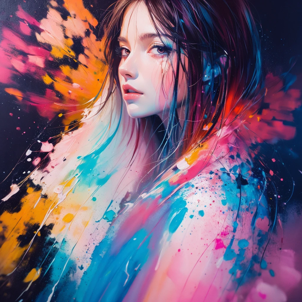 1girl, a painting by mse a woman by agnes cecile, luminous design, pastel colours, ink drips, autumn lights, hyper-realistic painting, super 8k HD, high quality, highest quality, 32k --v 6,