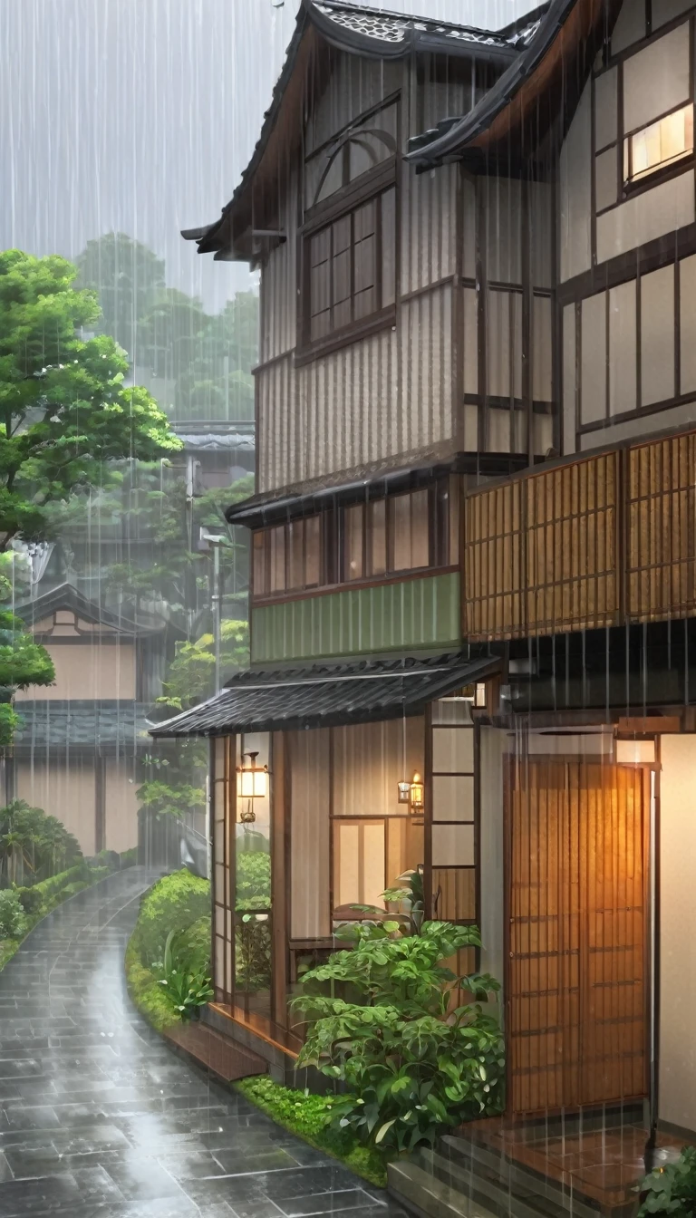 Beautiful House, Rainy season illustrations ,Fantasy,high resolution,Japan