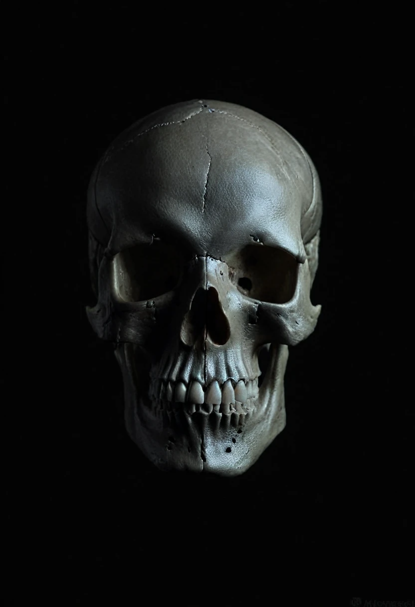 Floating skull head on a black background