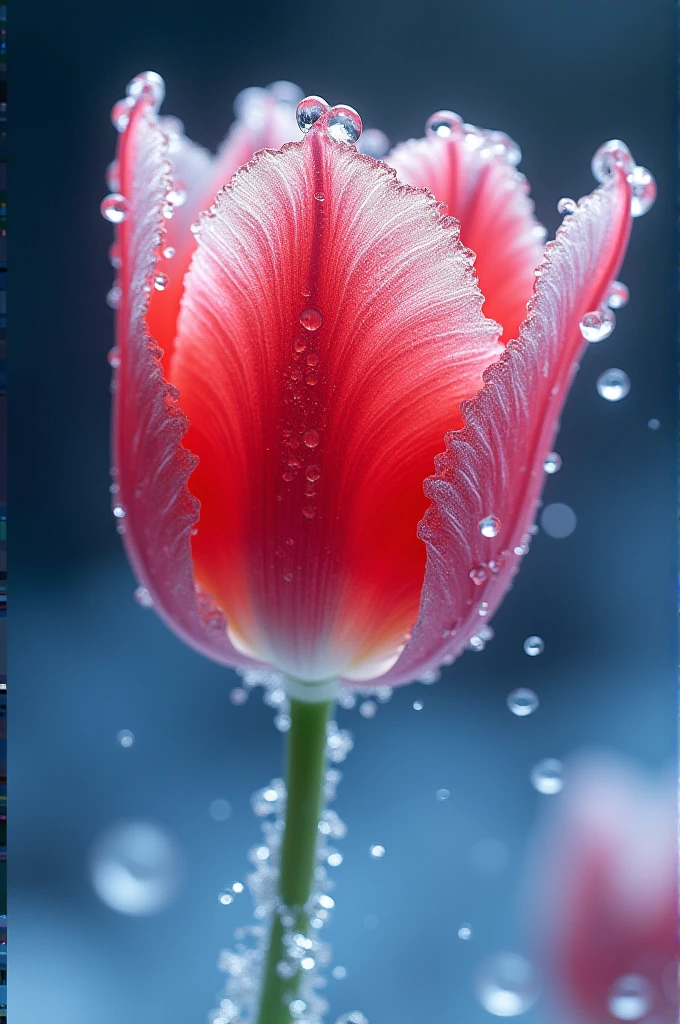  portrait of an ((ice sculpture of a 1single tulip flower: 1.5)), dynamic color icy tulip petals, dynamic background, vivid icy tulip, close up portrait, dynamic background, High Detail, Ultra High Quality, High Resolution, 16K Resolution, Ultra HD Pictures, 3D rendering Ultra Realistic, Clear Details, Realistic Detail, Ultra High Definition,rpg portrait, ice, NRART