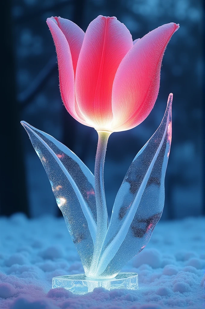  portrait of an ((ice sculpture of a 1single tulip flower: 1.5)), dynamic color icy tulip petals, dynamic background, vivid icy tulip, close up portrait, dynamic background, High Detail, Ultra High Quality, High Resolution, 16K Resolution, Ultra HD Pictures, 3D rendering Ultra Realistic, Clear Details, Realistic Detail, Ultra High Definition,rpg portrait, ice, NRART