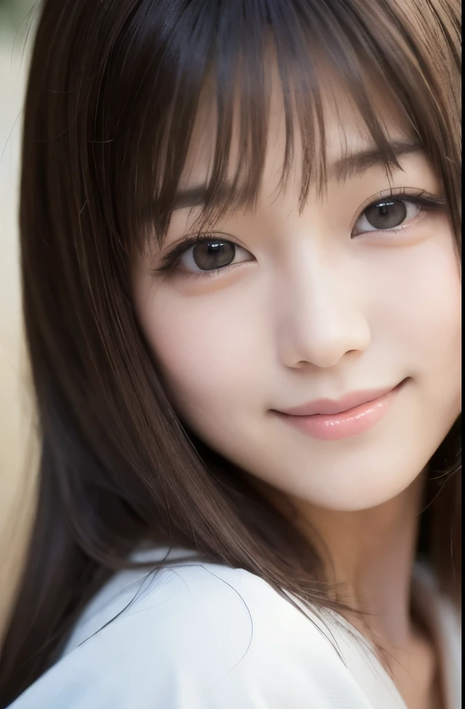 best quality, face focus, soft light, ultra high res, (photorealistic:1.4), RAW photo,(Shinozaki Ai), white skin, kawaii,
1 Japanese girl, solo, cute, (smile), (pupil, lights in the eyes), detailed beautiful face, Medium-sized breasts,(high resolution detail of human skin texture),(long hair),(portrait), upper body, white traditional kimono,