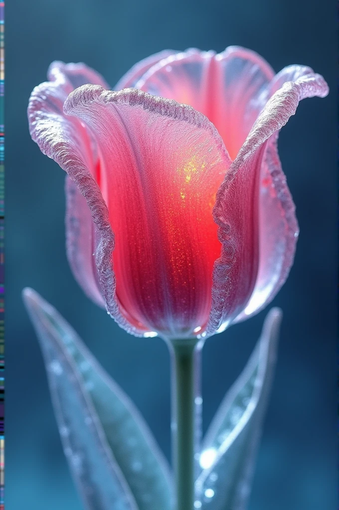 portrait of an ((ice sculpture of a 1single tulip flower: 1.5)), dynamic color icy tulip petals, dynamic background, vivid icy tulip, close up portrait, dynamic background, High Detail, Ultra High Quality, High Resolution, 16K Resolution, Ultra HD Pictures, 3D rendering Ultra Realistic, Clear Details, Realistic Detail, Ultra High Definition,rpg portrait, ice, NRART