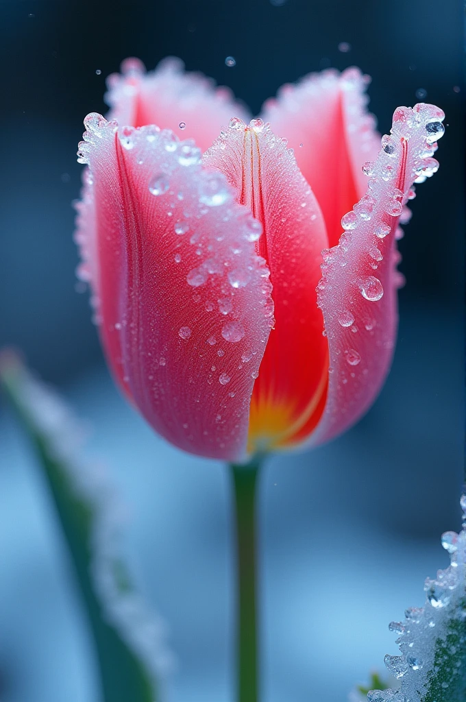 portrait of an ((ice sculpture of a 1single tulip flower: 1.5)), dynamic color icy tulip petals, dynamic background, vivid icy tulip, close up portrait, dynamic background, High Detail, Ultra High Quality, High Resolution, 16K Resolution, Ultra HD Pictures, 3D rendering Ultra Realistic, Clear Details, Realistic Detail, Ultra High Definition,rpg portrait, ice, NRART