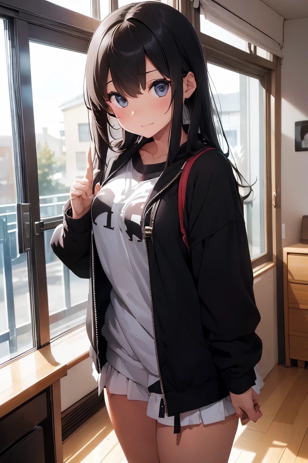 Girl putting her fingers in her