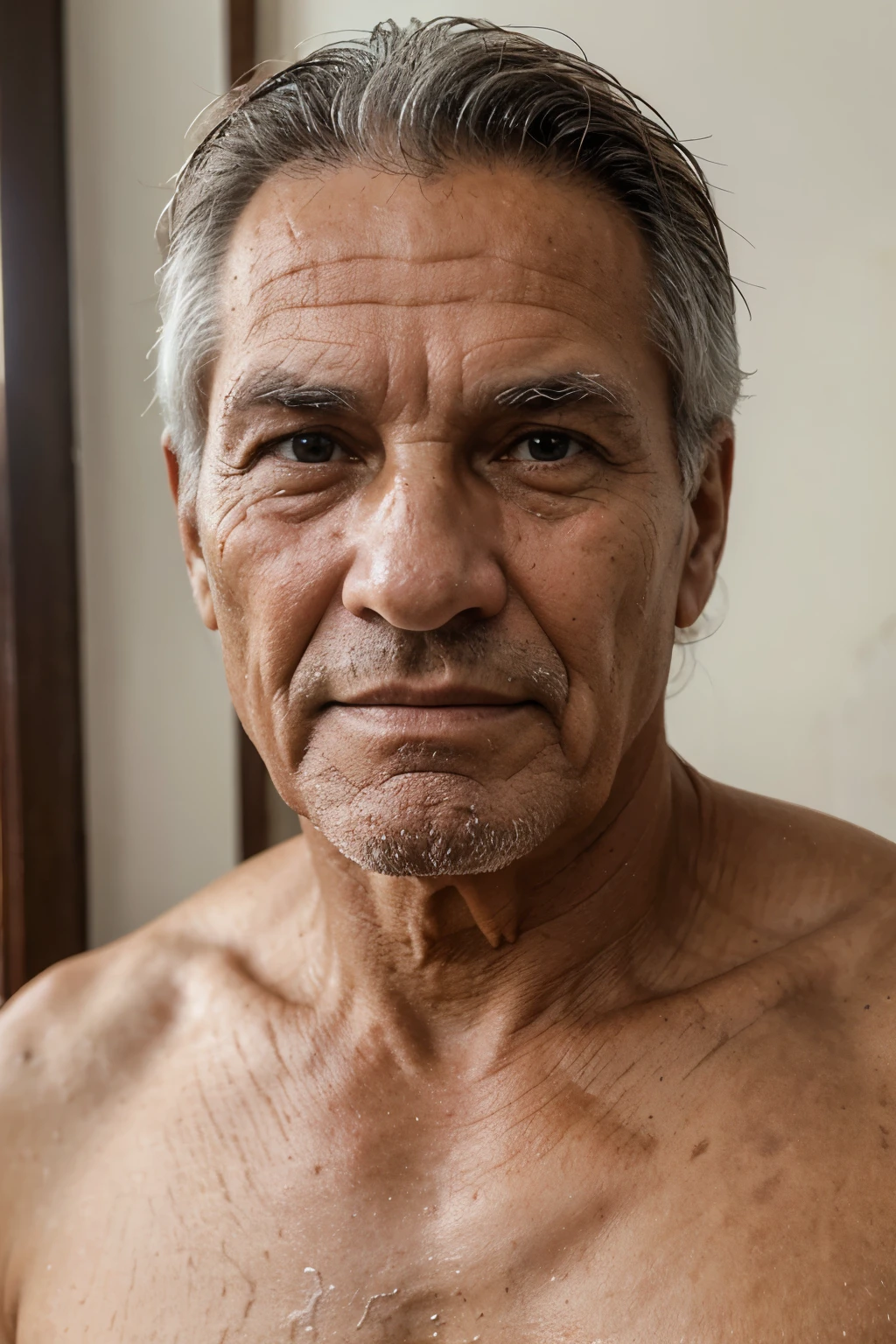 ((best quality)), (detailded), homem branco na casa dos 60 anos e extremamente older, older, Worn texture, visible pores of the skin