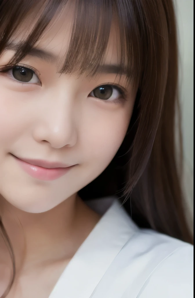 best quality, face focus, soft light, ultra high res, (photorealistic:1.4), RAW photo,(Shinozaki Ai), white skin, kawaii,
1 Japanese girl, solo, cute, (smile), (pupil, lights in the eyes), detailed beautiful face, Medium-sized breasts,(high resolution detail of human skin texture),(long hair),(portrait), upper body, white traditional kimono,