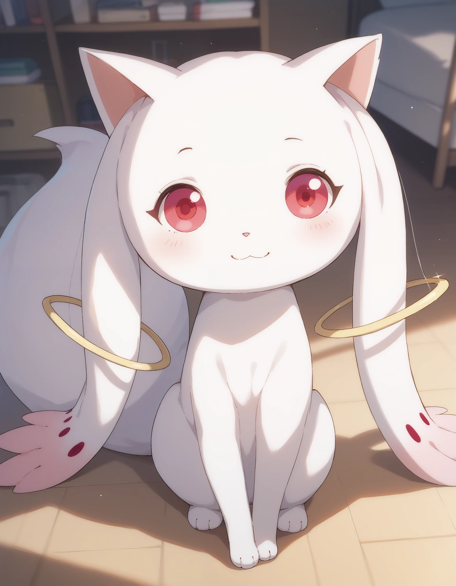 score_9, score_8_up, score_7_up,
 Kyubey, light smile, full body,
cozy room,
pikaole, cute, bokeh