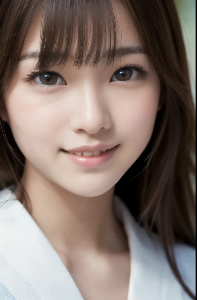 best quality, face focus, soft light, ultra high res, (photorealistic:1.4), RAW photo,(Shinozaki Ai), white skin, kawaii,
1 Japanese girl, solo, cute, (smile), (pupil, lights in the eyes), detailed beautiful face, Medium-sized breasts,(high resolution detail of human skin texture),(long hair),(portrait), upper body, white traditional kimono,