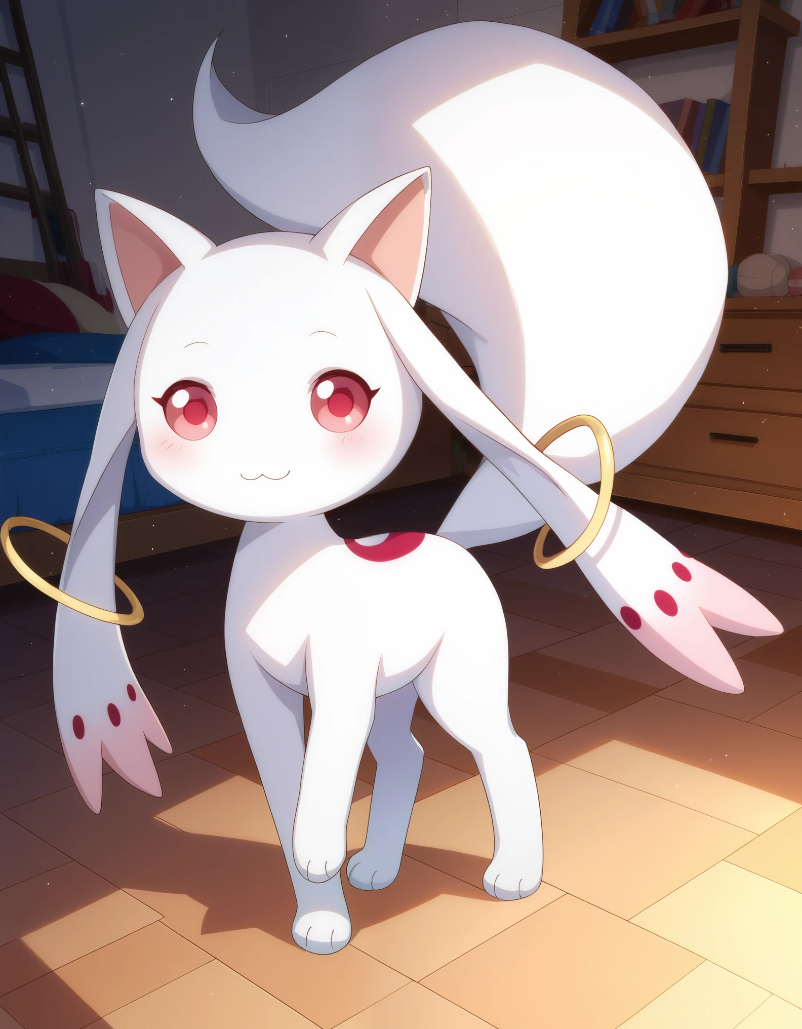 score_9, score_8_up, score_7_up,
 Kyubey, light smile, full body,
cozy room,
pikaole, cute, bokeh