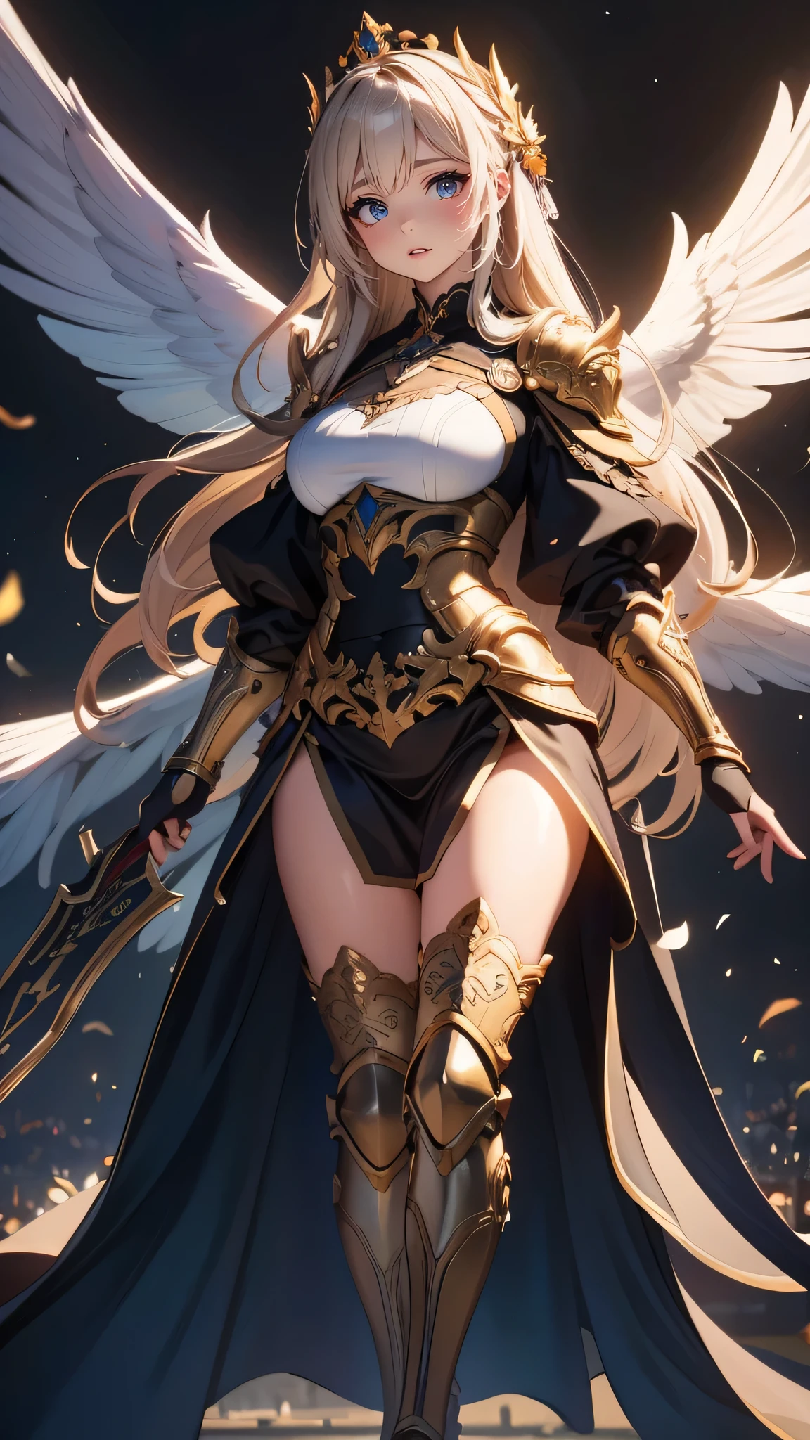 full body,from below,angel armor,Spread your arms and fly down from the sky,(random hairstyle),(Highest image quality,(8k),ultra-realistic,best quality, high quality, high definition, high quality texture,high detail,beautiful detailed,fine detailed,extremely detailed cg,detailed texture,a realistic representation of the face,masterpiece,Sense of presence)