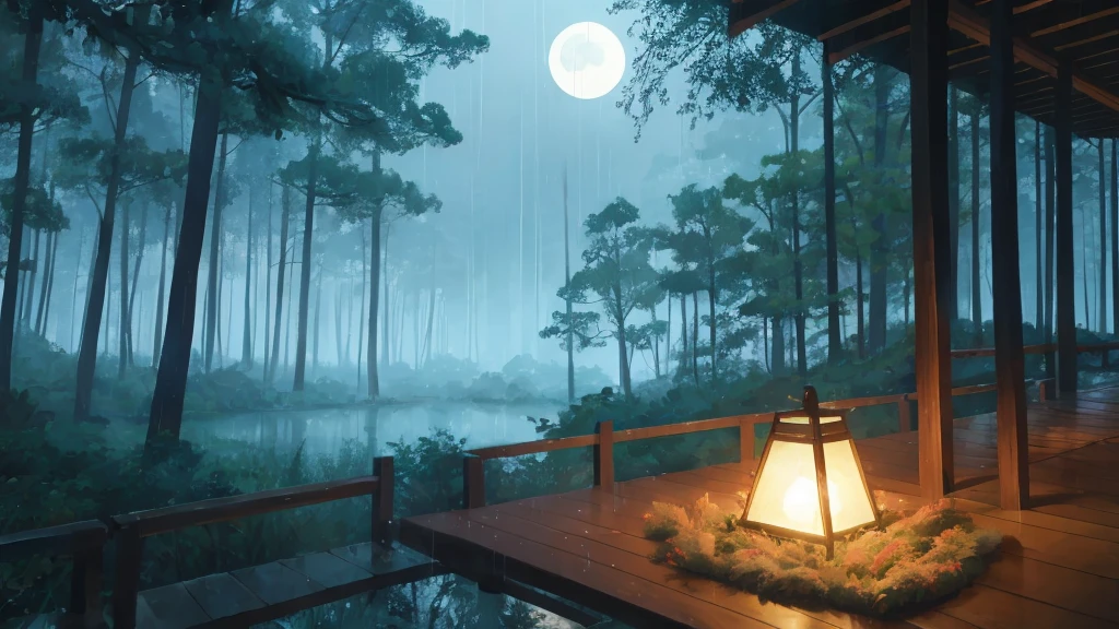 witout rain,forest,moon,room