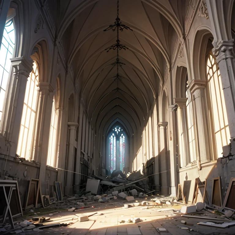 a church half destroyed by a bomb