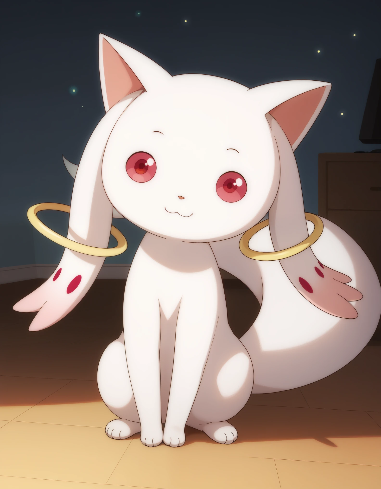 score_9, score_8_up, score_7_up,
 Kyubey, light smile, full body,
cozy room,
pikaole, cute, bokeh