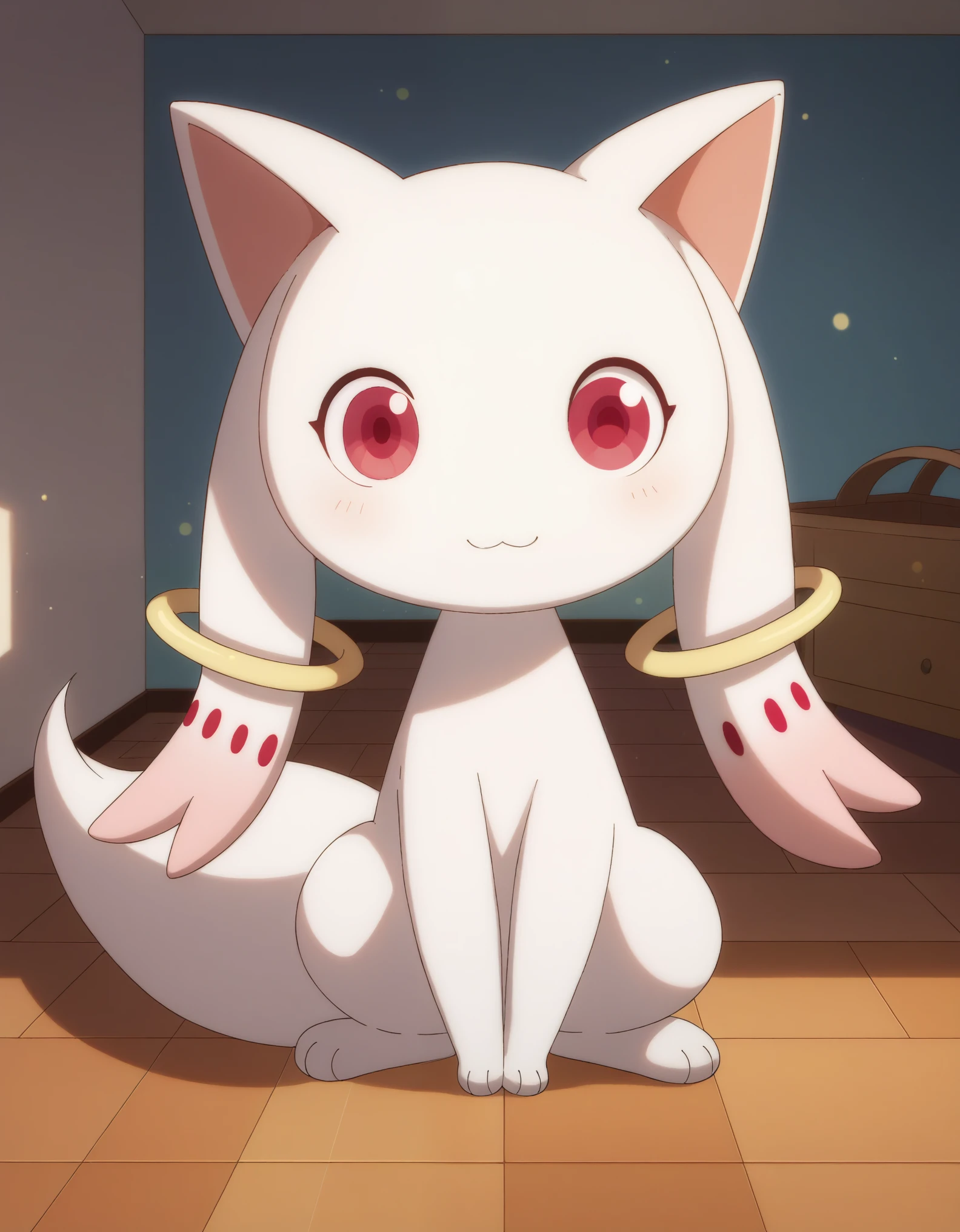 score_9, score_8_up, score_7_up,
 Kyubey, light smile, full body,
cozy room,
pikaole, cute, bokeh