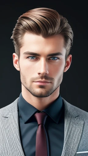 A handsome German man stylish hair focus on face photo with color